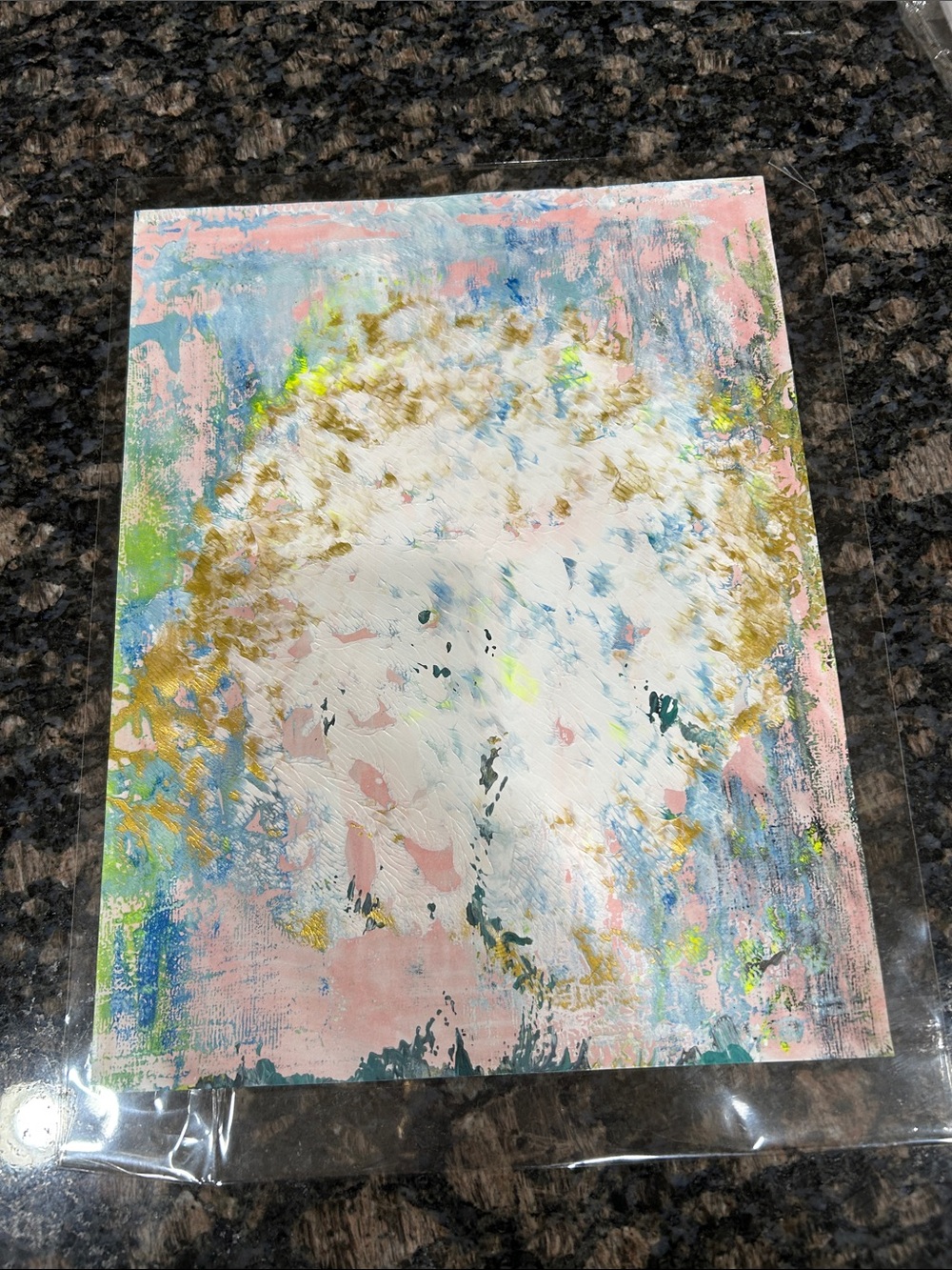 Orellana mixed media painting, 8x10 in Abstract Pastel Floral Canvas Art - Pink,